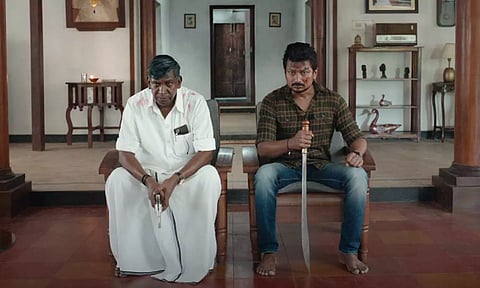 Vadivelu and Udhayanidhi in a still from ‘Maamannan’ (YouTube/SonyMusicSouth)