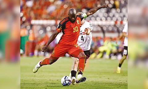 Belgium’s Romelu Lukaku scores against Austria