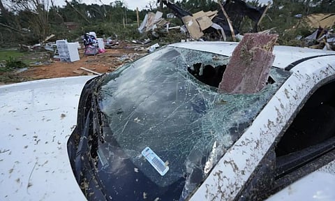 A car damaged due to the storm. AP