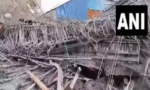 Eight injured as flyover slab collapsed in Hyderabad's LB Nagar (ANI)