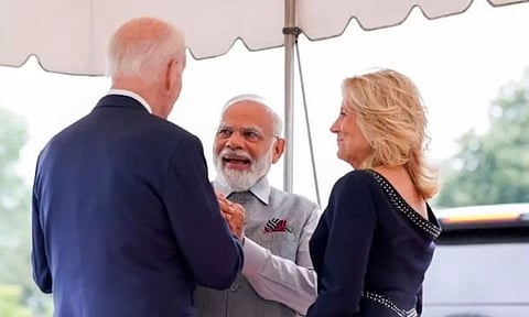 US President Joe Biden, First Lady Jill Biden, Prime Minister Narendra Modi (AP)&nbsp;