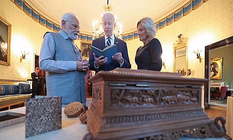 Prime Minister Narendra Modi, US President Joe Biden, First Lady Jill Biden (ANI)