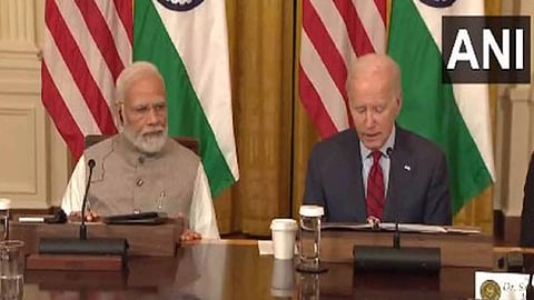 PM Modi, US President Joe Biden at Hi-Tech Handshake event (Photo: ANI)