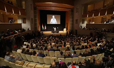 PM Narendra Modi interacting with Indian diaspora at Ronald Reagan Centre in Washington DC on Friday