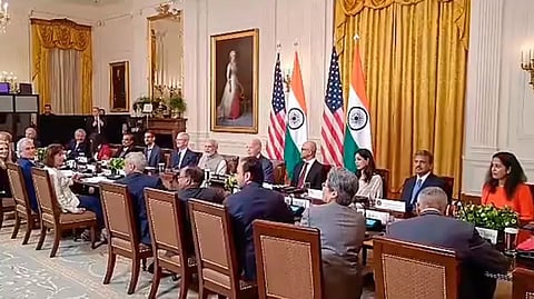 Prime Minister Narendra Modi and President Joe Biden in a meeting with American and Indian business leaders at the White House
