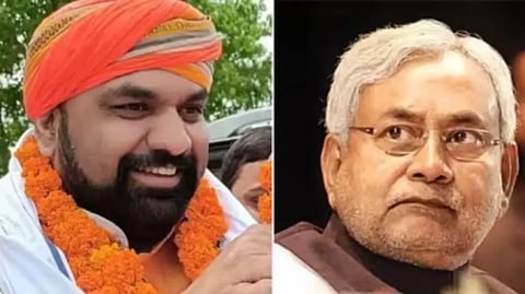 Bihar BJP chief Samrat Chaudhary and Nitish Kumar
