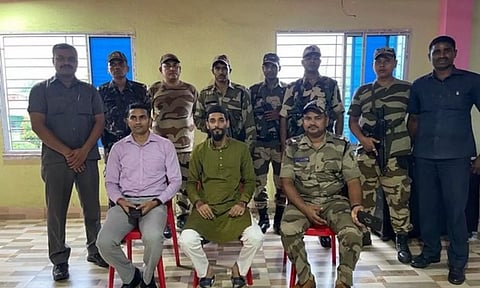 ISF MLA Naushad Siddiqui with security personnel.