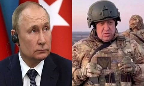 Russian President Vladimir Putin and&nbsp; Yevgeny Prigozhin.