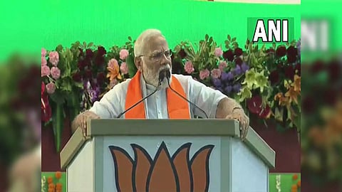 PM Modi addressing party booth workers in Bhopal, Madhya Pradesh on Tuesday (Photo: ANI)