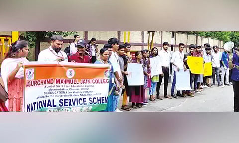 AM Jain College students participating in the campaign