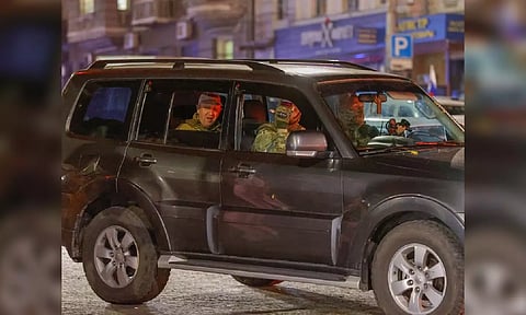 Wagner mercenary chief Yevgeny Prigozhin leaves the headquarters of the Southern Military District&nbsp;