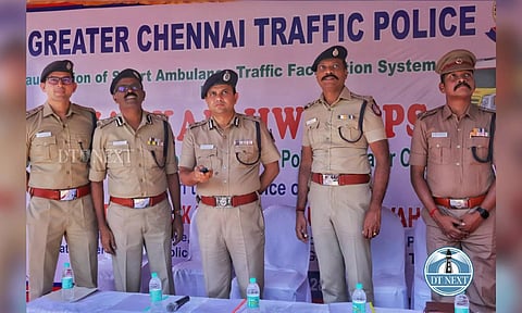 Greater Chennai Traffic Police inaugurated the Smart Ambulance Traffic Facilitation System at Poonamallee High Road near Ega Theater signal. (Hemanathan M)