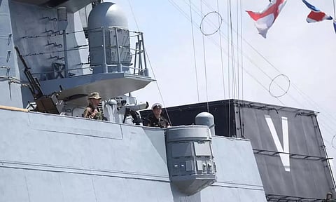 Russian frigate Admiral Gorshkov is seen ahead of scheduled naval exercises with Russian, Chinese and South African navies, in Richards Bay, South Africa, February 22, 2023. (PHOTO: REUTERS)