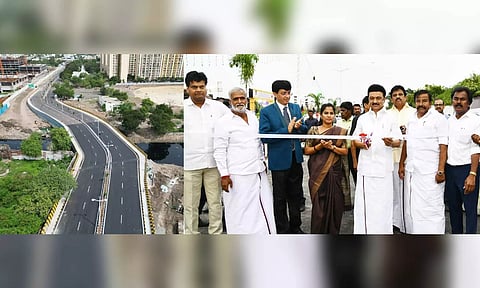 Tamil Nadu Chief Minister M K Stalin inaugurated the newly constructed bridge on Stephenson Road in Perambur on Saturday. (Twitter/@CMOTamilnadu)