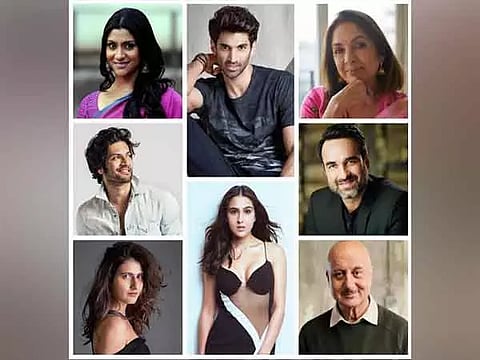 Aditya, Sara, Konkona, Neena Gupta, Ali Fazal, Pankaj Tripathi, Fatima, Anupam Kher (Photo: ANI)