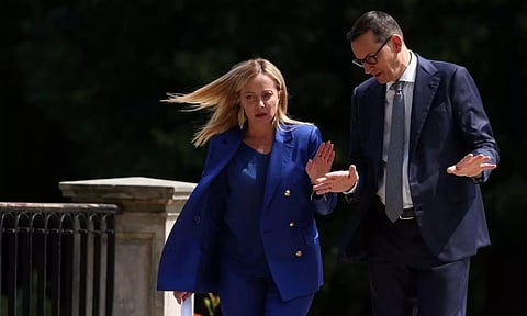 Italian Prime Minister Giorgia Meloni meets with her Polish counterpart Mateusz Morawiecki in Warsaw (Photo: REUTERS)