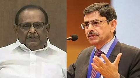 State Law Minister S Reghupathy and Governor RN Ravi
