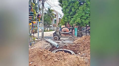 The dug up road is proving to be a menace for locals