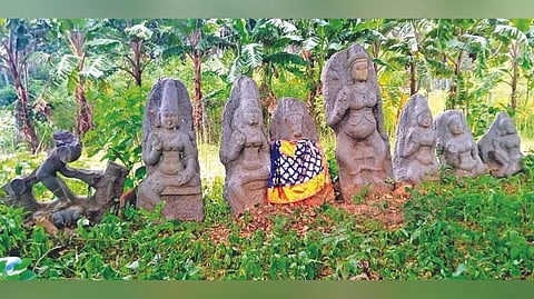 Stone idols recovered from the site