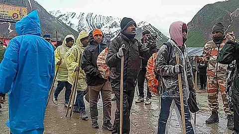 Visuals from Jammu-Srinagar Highway in Ramban (PTI)