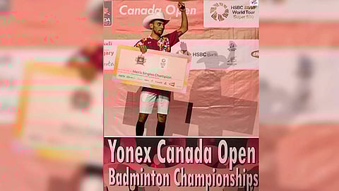 Lakshya Sen after winning the Canada Open 2023 (Twitter: Photo/BAI_Media)