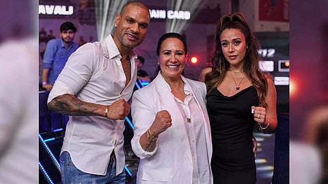 India cricketer Shikhar Dhawan with MFN co-founders Ayesha Shroff and Krishna Shroff (Image: MFN)