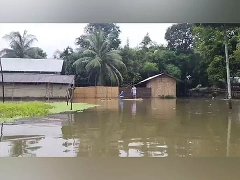67 villages were submerged in the Lakhimpur district of Assam due to flood waters (Photo/ANI)