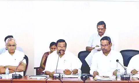 Minister KN Nehru chaired a review meeting on Wednesday