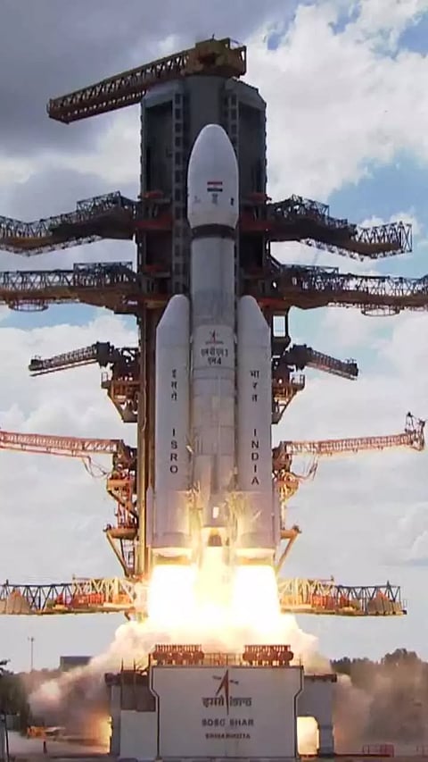 LVM3-M4 rocket carrying Chandrayaan-3 lifts off from Sriharikota