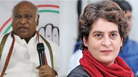 Congress President Mallikarjun Kharge and Congress General Secretary Priyanka Gandhi Vadra