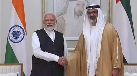 PM Narendra Modi in UAE on an official bilateral visit, meets Crown Prince of Abu Dhabi Sheikh Khaled bin Mohammed bin Zayed Al Nahyan