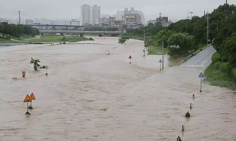 View of a river flood, caused by heavy rain in Cheongju, South Korea (Reuters)
https://kathmandupost.com/world/2023/07/15/south-korea-landslides-floods-kill-more-than-20-over-1-000-evacuated