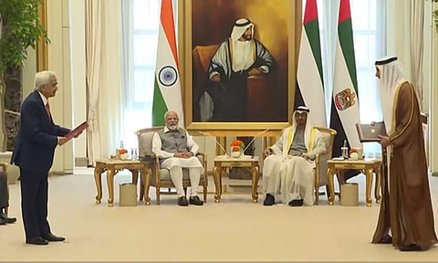MoUs being exchanged between India and UAE (PHOTO: ANI)