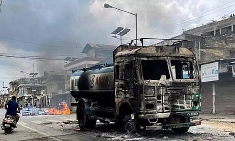 Trucks torched in violence-hit Manipur