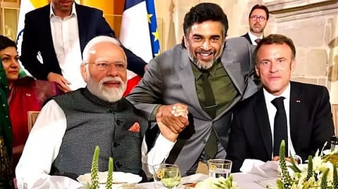 Madhavan is seen smiling as he shook hands with PM Modi