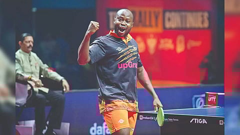 Quadri Aruna defeated Sharath Kamal