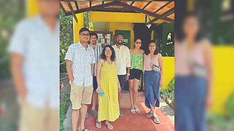 Bhumil, Bhavya, Darshan, Hari, and Monica on the extreme right