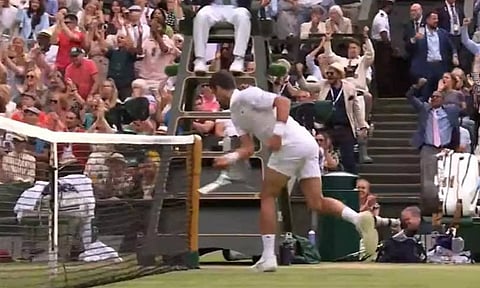 Novak Djokovic has been fined for smashing his racquet in the Wimbledon final (Image: BBC)