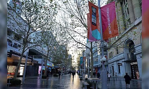 &nbsp;A general view of World Cup branding hung from lamp posts&nbsp;