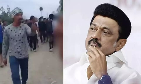 Screengrab from the viral video (left); TN CM M K Stalin (right)