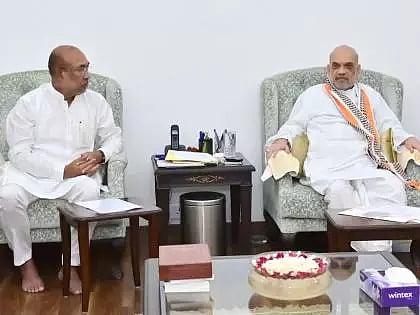 Amit Shah and Biren Singh