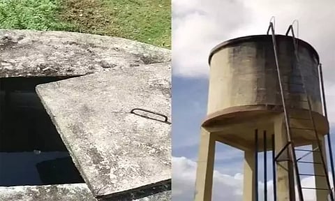 The overhead water tank at Vengavayal village in Pudukkottai district, in which human faeces was found floating, in December 2022. (File)