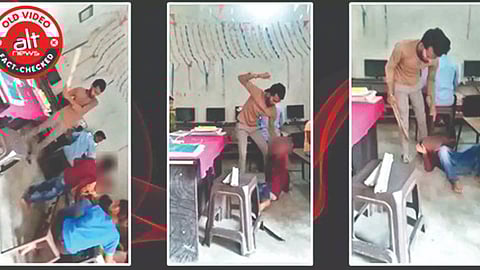 Teacher is seen thrashing a student with a stick