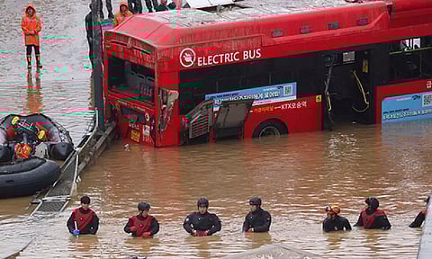 Rescue workers in search and rescue operation Cheongju, South Korea