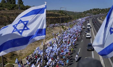 Israel protests. AP