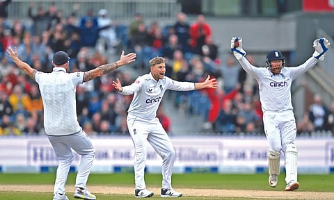 Joe Root appeals for the wicket of Marnus Labuschagne