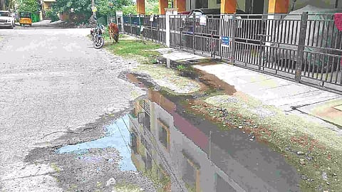 Sewage from the apartment overflowing on the road