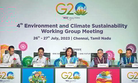 Richa Sharma, Additional Secretary, MoEF, addressing media ahead of 4th G20 ECSWG meeting in Chennai