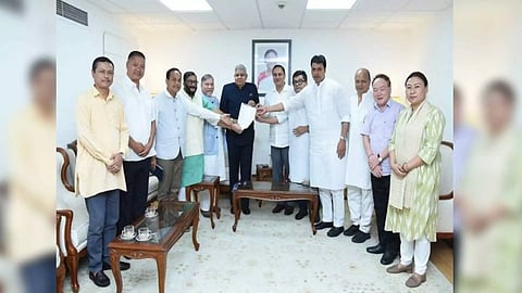 Rajya Sabha MPs from Northeast meet Vice President Jagdeep Dhankar (Photo/Twitter:@VPIndia)