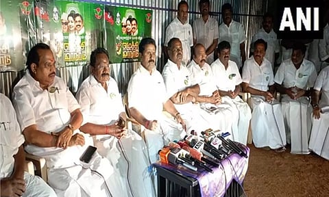 AIADMK leader R Kamaraj press conference. ANI